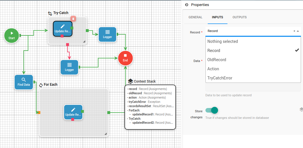 Context stack example