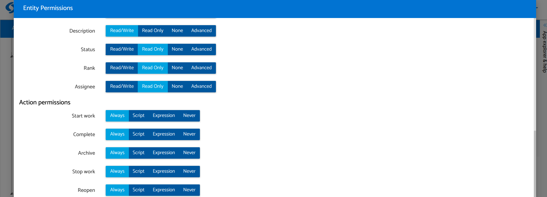 Action permissions