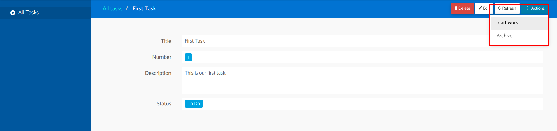 Actions in read-only view