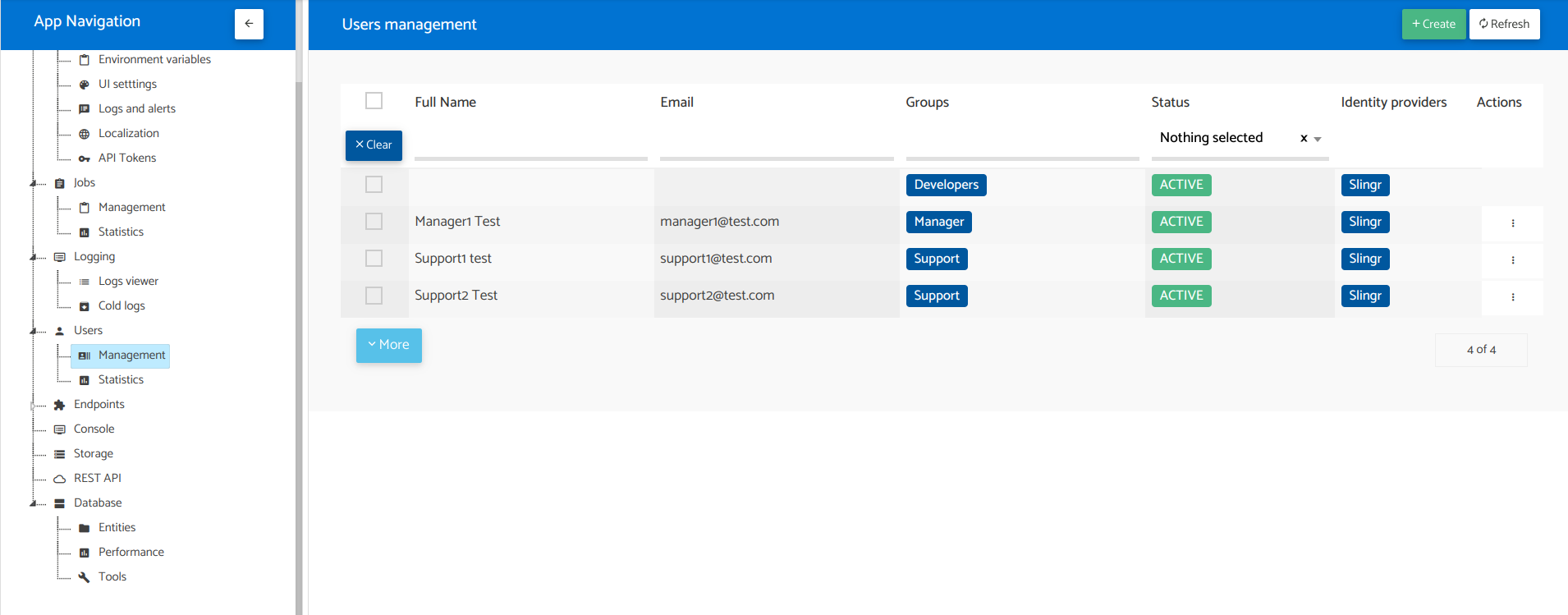 Users managment