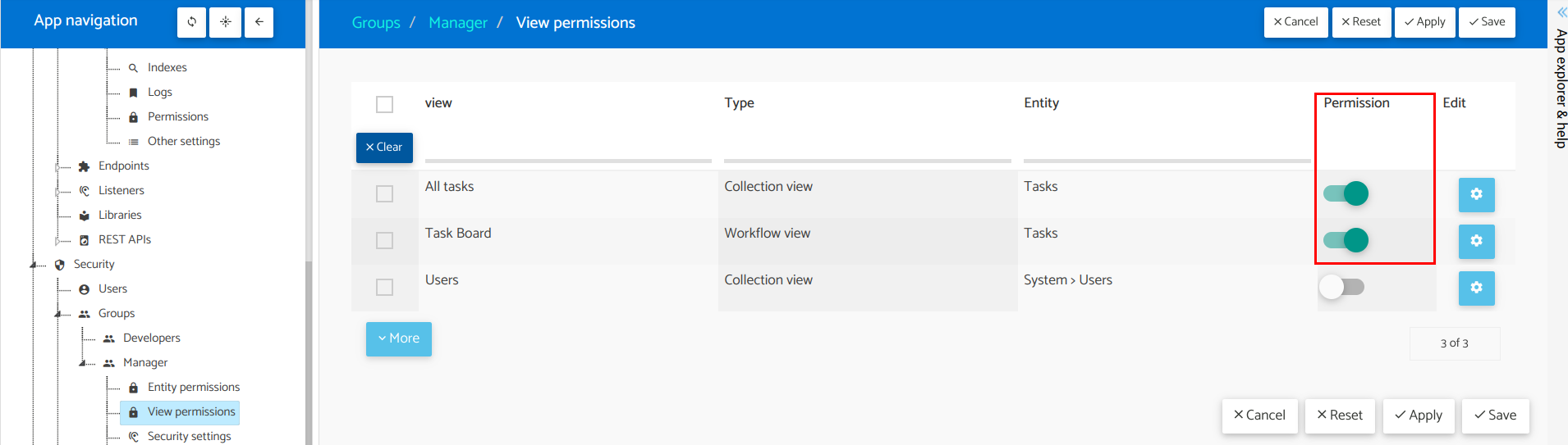 View permissions